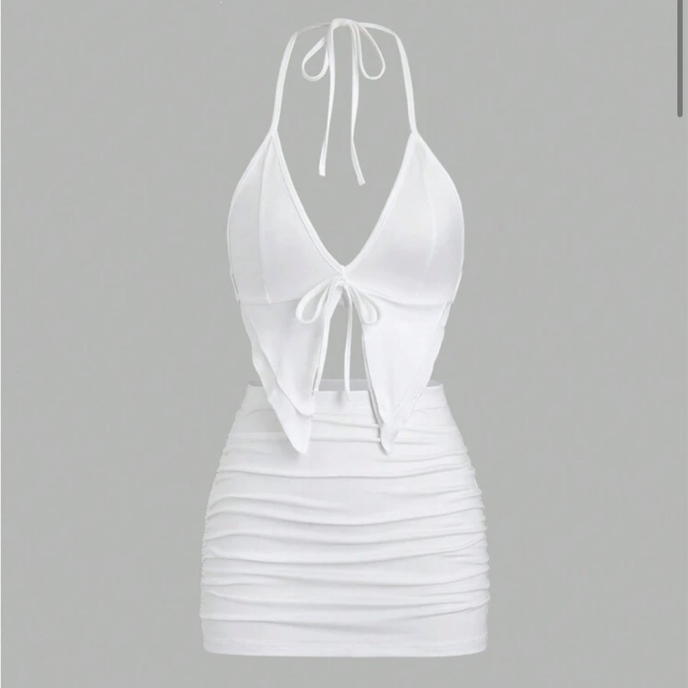 White skirt set outfit